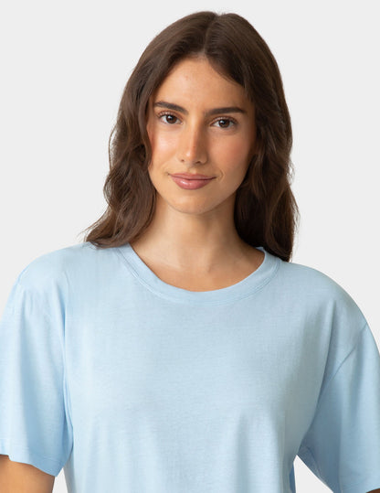 Hue Short Sleeve Cotton Candied Boxy PJ Tee - Blue Frost