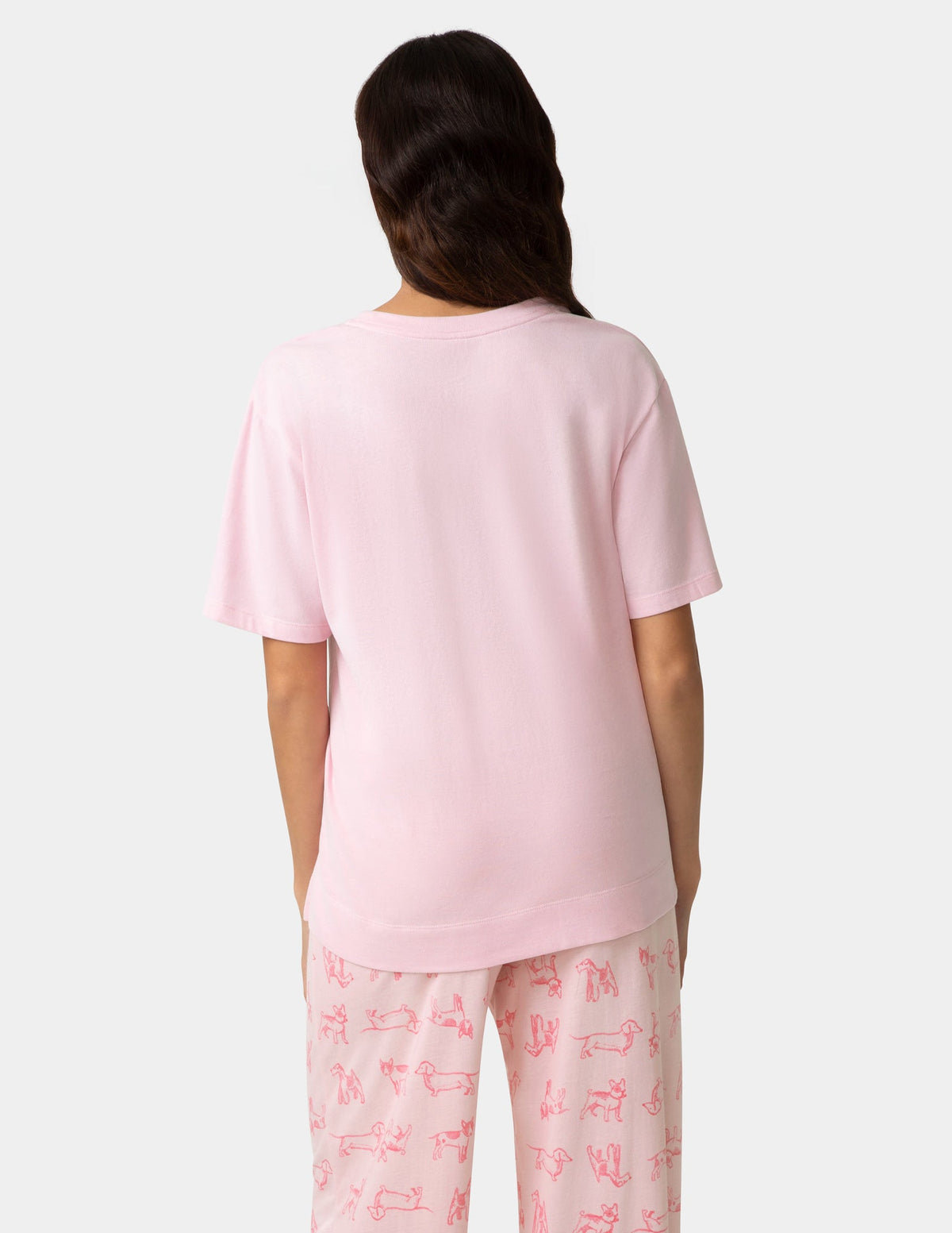 Hue Short Sleeve Cotton Candied Boxy PJ Tee - Light Pink