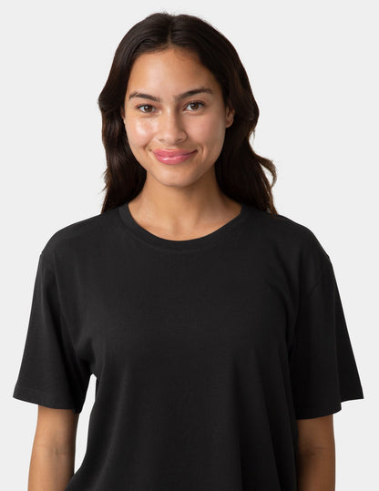 Hue Short Sleeve Cotton Candied Boxy PJ Tee - Black