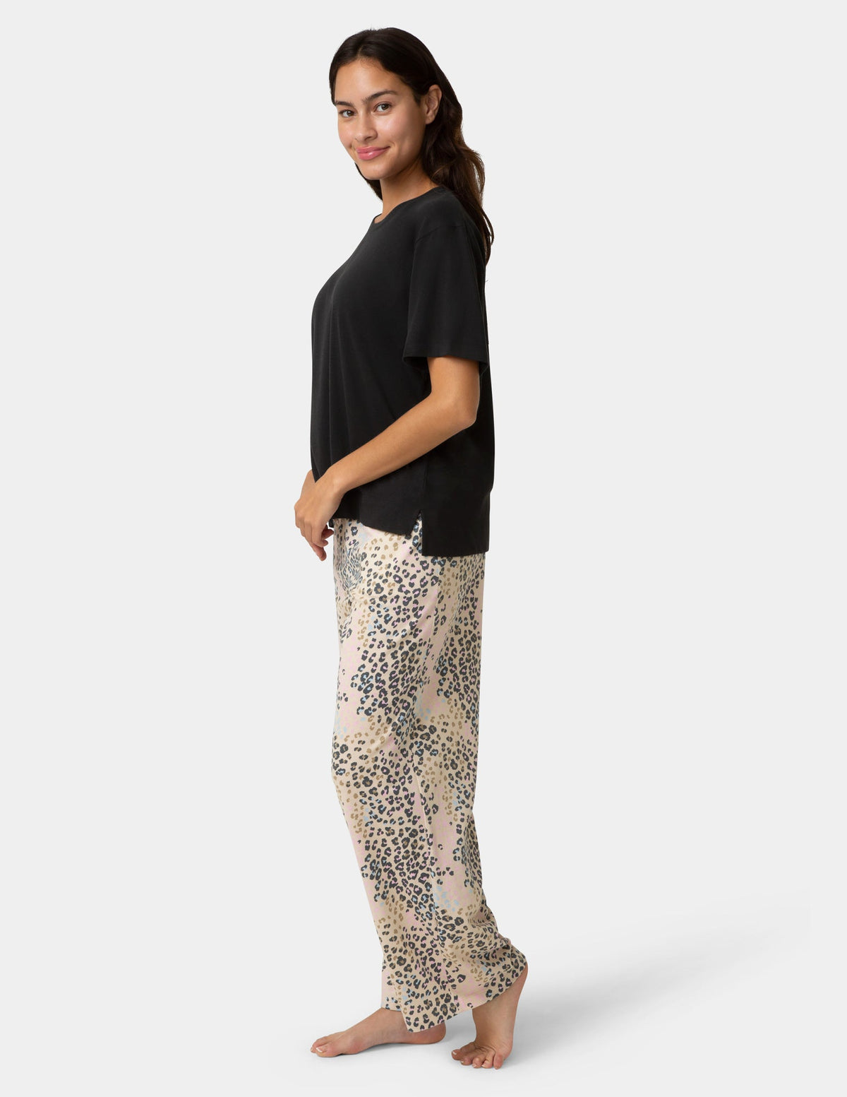 Hue Short Sleeve Cotton Candied Boxy PJ Tee - Black