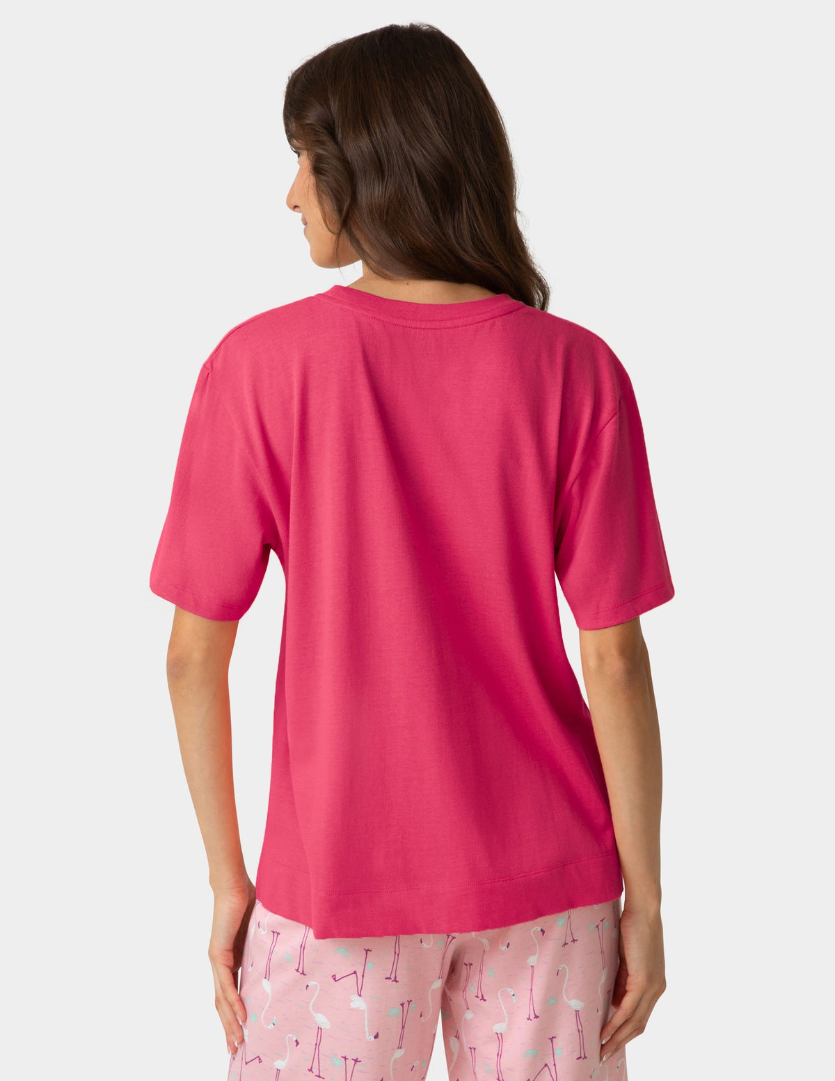 Hue Short Sleeve Cotton Candied Boxy PJ Tee - Azalea