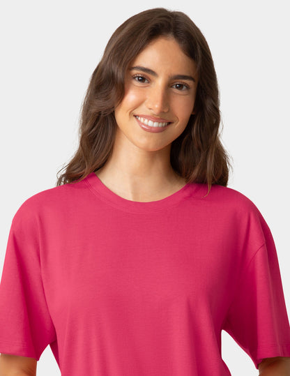 Hue Short Sleeve Cotton Candied Boxy PJ Tee - Azalea