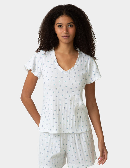 Hue Pointelle PJ Tee - Bright White