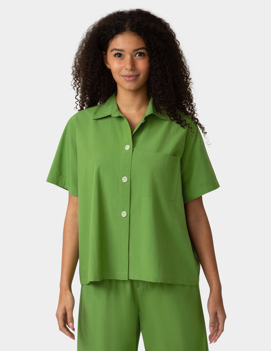 Hue Short Sleeve Poplin Camp PJ Top - Cactus