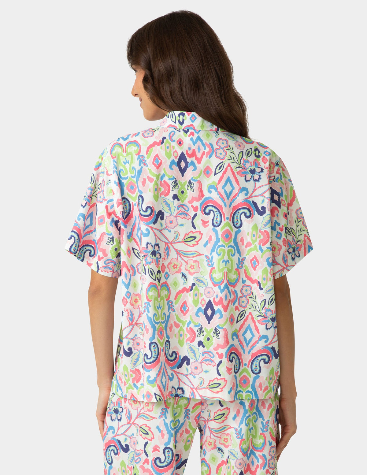 Hue Short Sleeve Poplin Camp PJ Top - Bright White