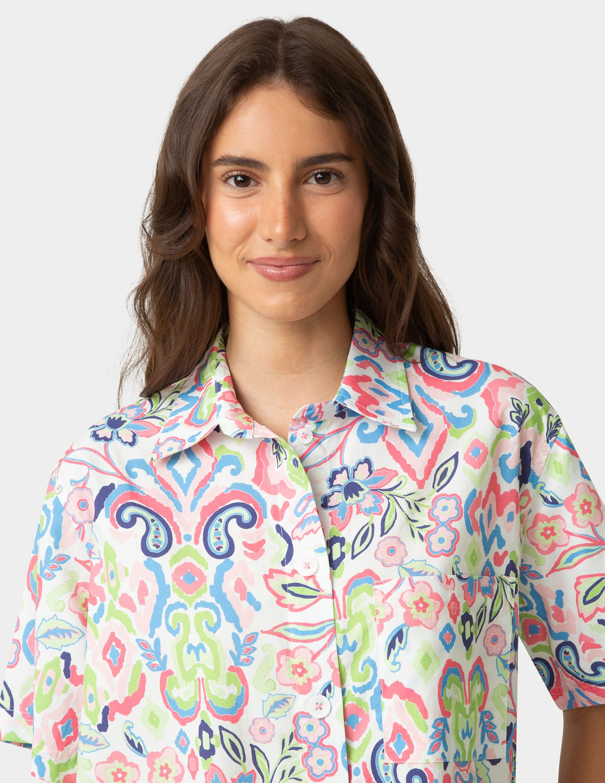 Hue Short Sleeve Poplin Camp PJ Top - Bright White