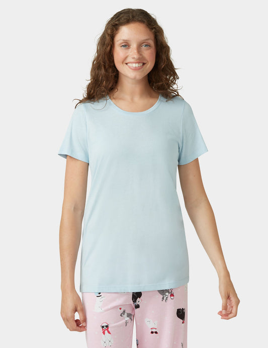 Hue Solid Short Sleeve Scoop Neck PJ Tee - Angel Falls