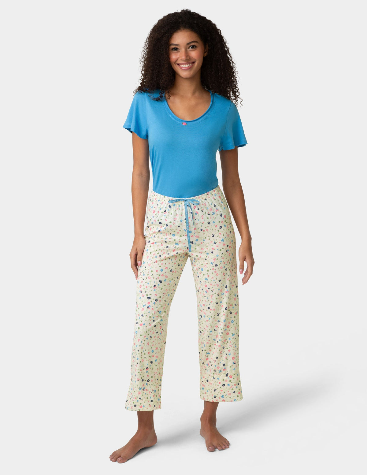 Hue Dreaming Drift Daisy PJ Capri - Whitecap Grey
