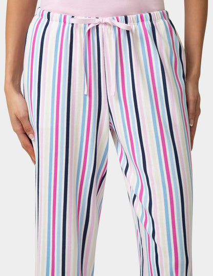 Hue Cotton Candied Sweet Stripe PJ Pant - Bright White