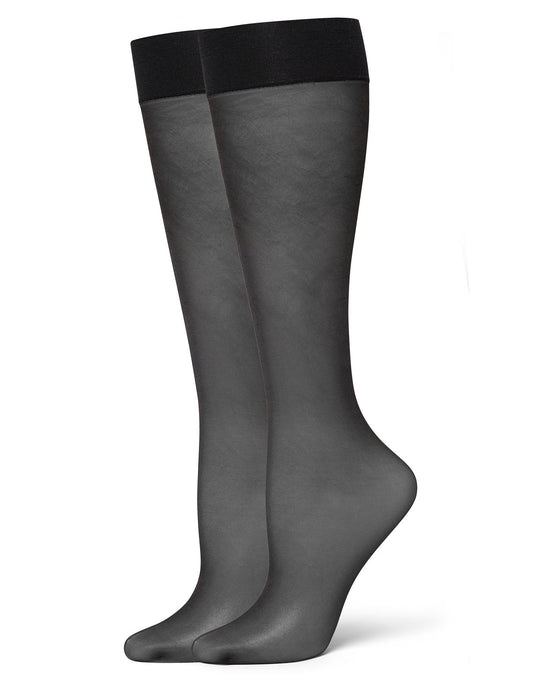 Hue Sheer Knee High Socks 2 Pair Pack - Black