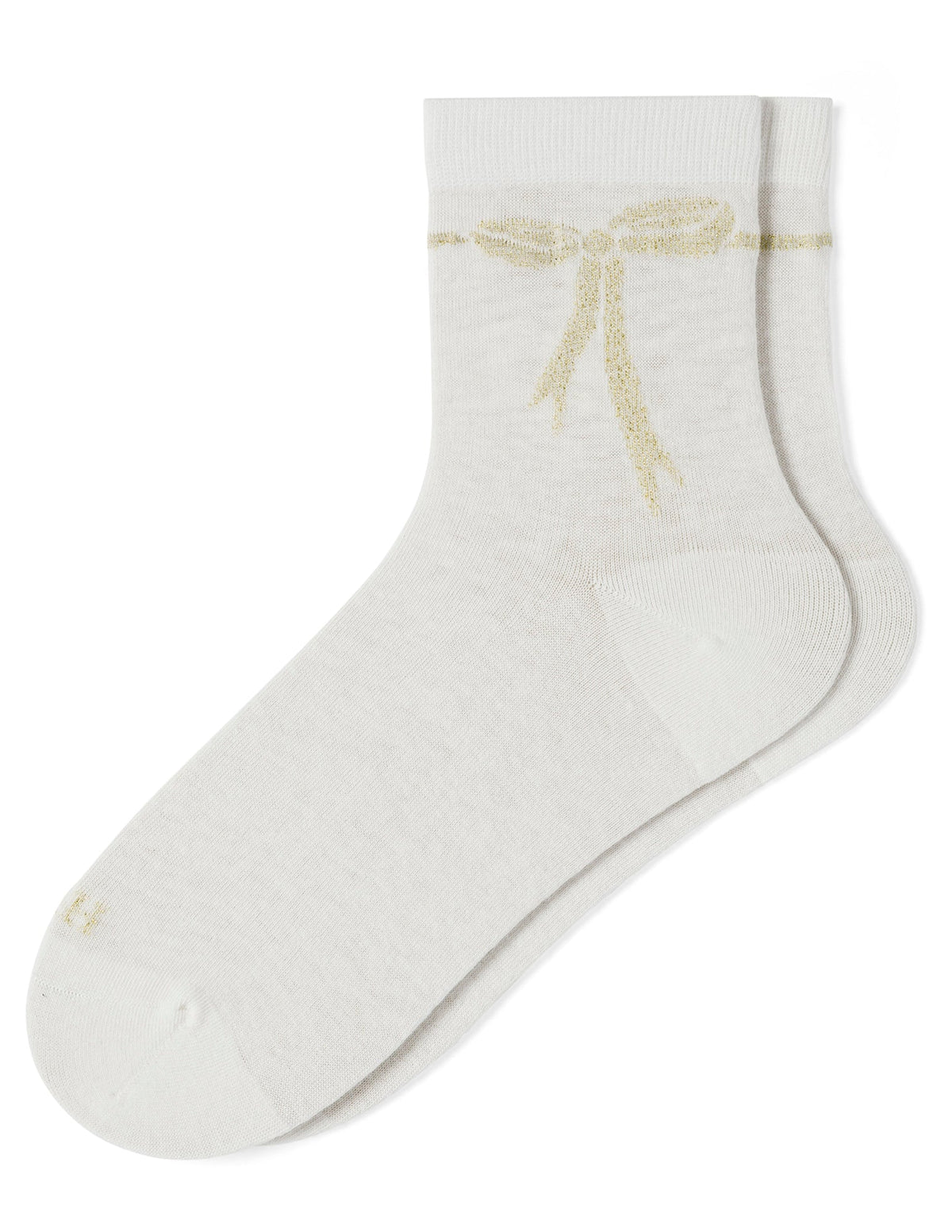 Hue Metallic Bow Sock - Ivory