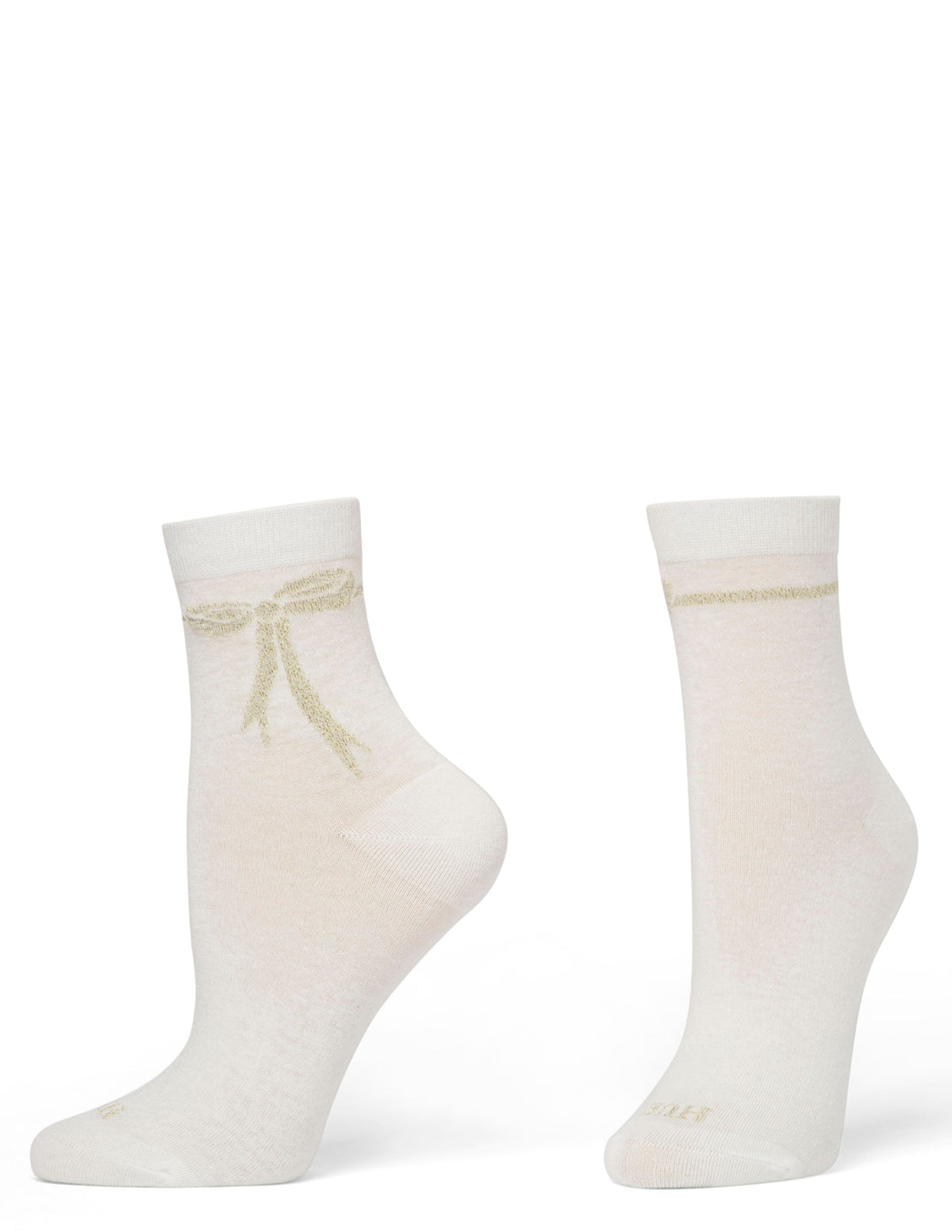 Hue Metallic Bow Sock - Ivory
