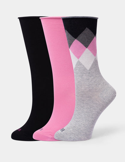 Hue Jeans Socks Crew 3 Pair Pack - Ombre Argyle
