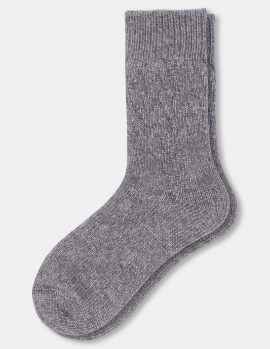 Hue Textured Cable Sock - Grey Heather