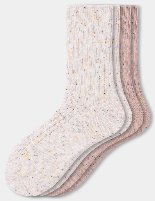 Hue Tweed Ribbed Crew 2 Pair Pack - Ivory