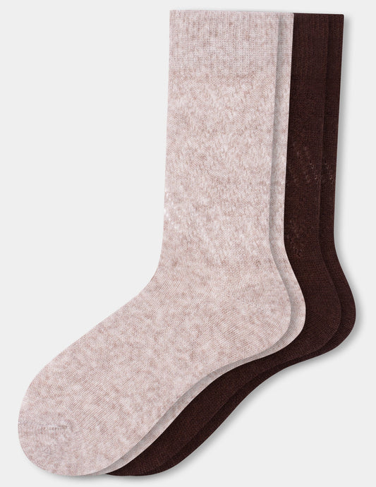 Hue Pointelle Argyle Boot Sock 2 Pair Pack - Oatmeal