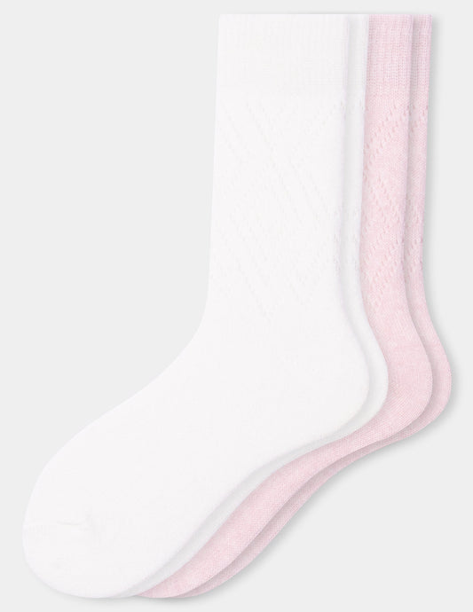 Hue Pointelle Argyle Boot Sock 2 Pair Pack - Ivory