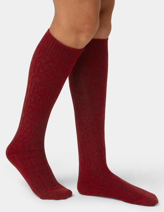 Hue Cable Knee Sock - Rio Red