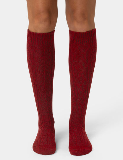 Hue Cable Knee Sock - Rio Red