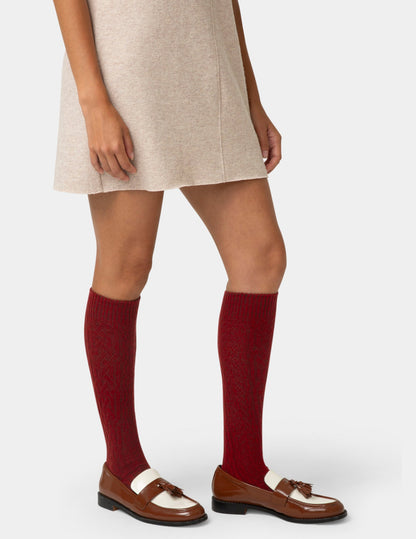 Hue Cable Knee Sock - Rio Red