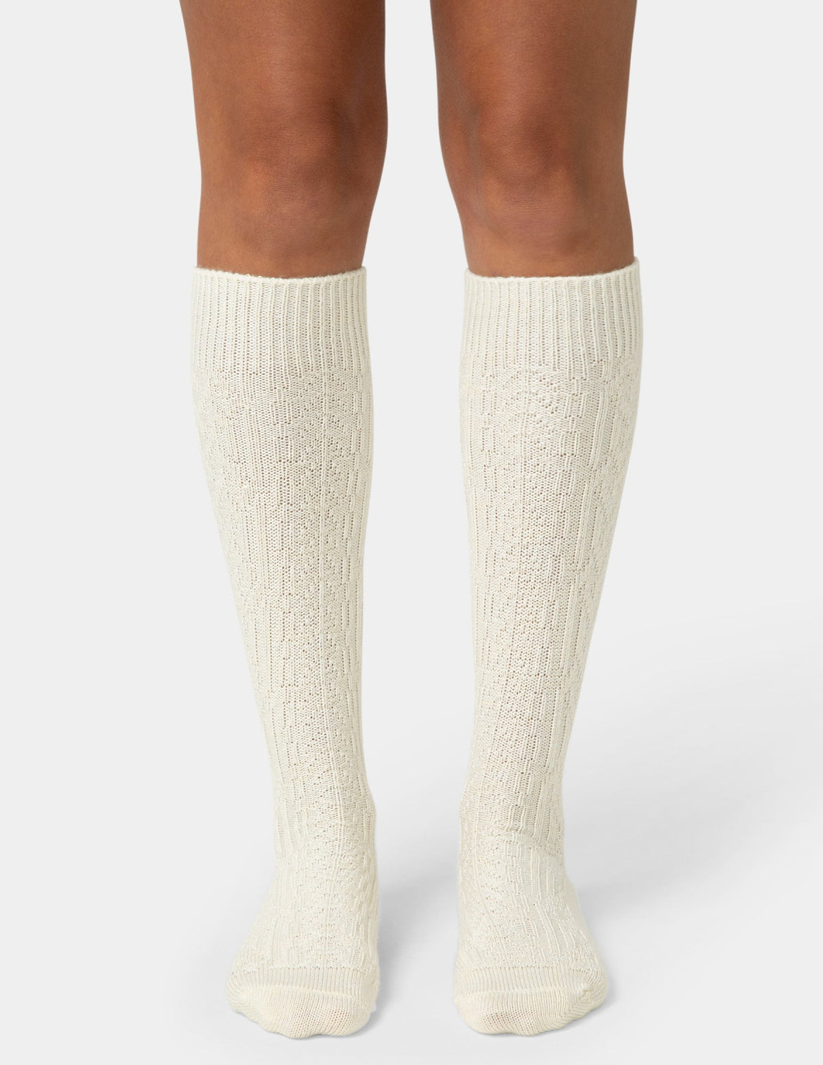 Hue Cable Knee Sock - Ivory
