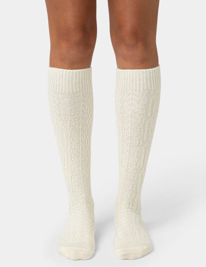 Hue Cable Knee Sock - Ivory