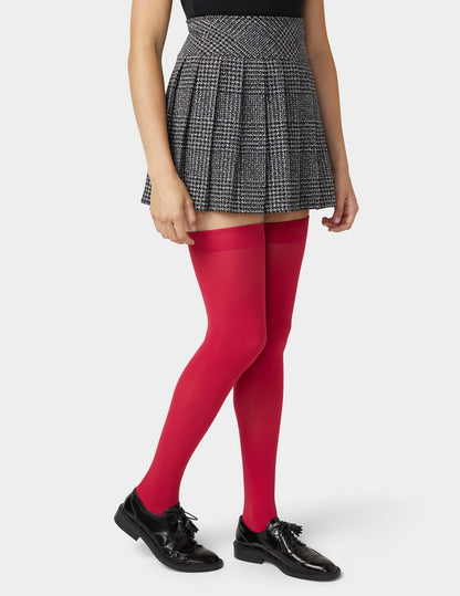 Hue Opaque Over The Knee Sock - Jester Red