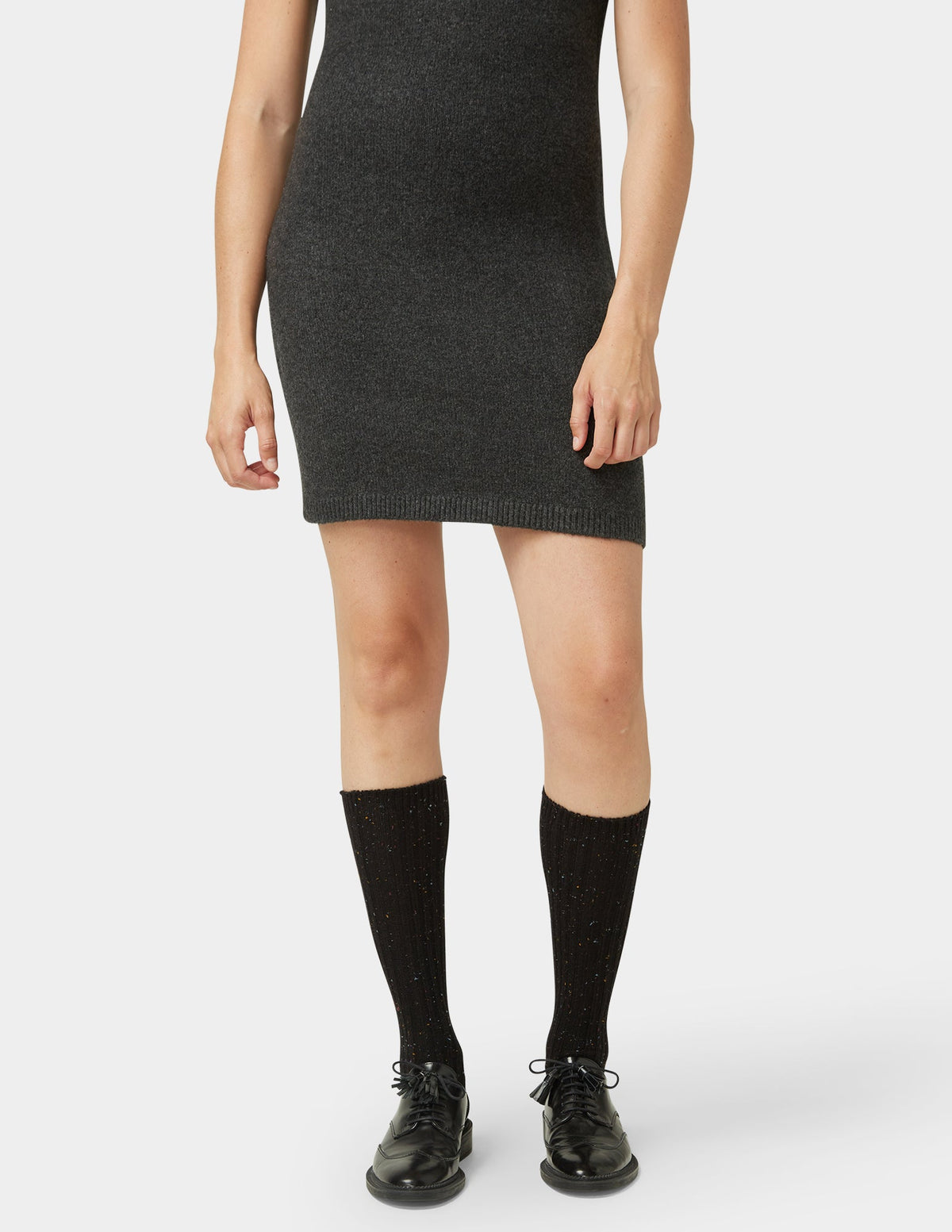 Hue Ribbed Tweed Knee Sock - Black
