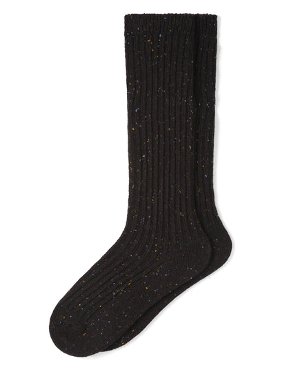 Hue Ribbed Tweed Knee Sock - Black