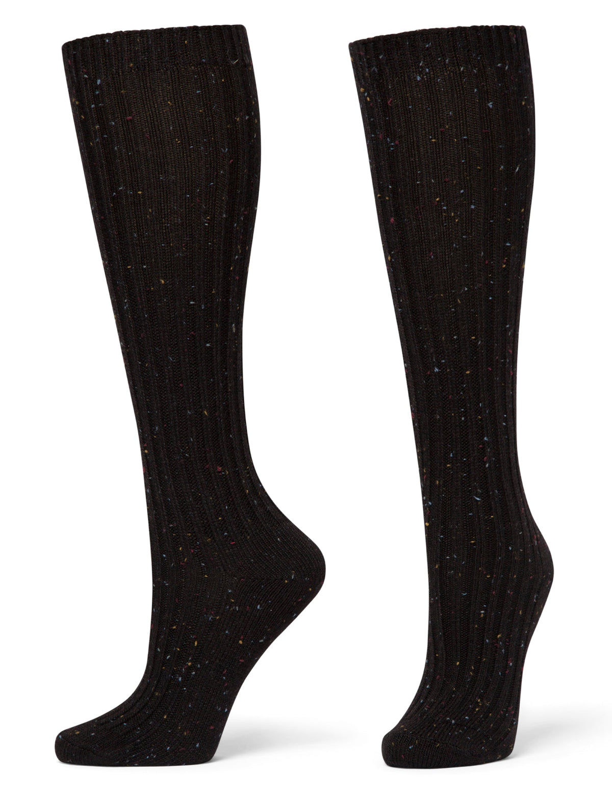 Hue Ribbed Tweed Knee Sock - Black