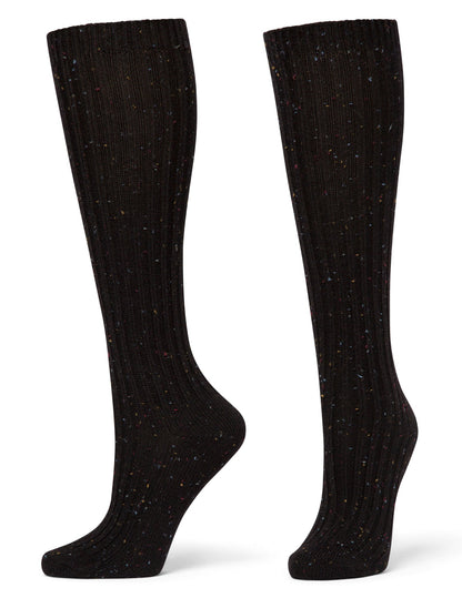 Hue Ribbed Tweed Knee Sock - Black