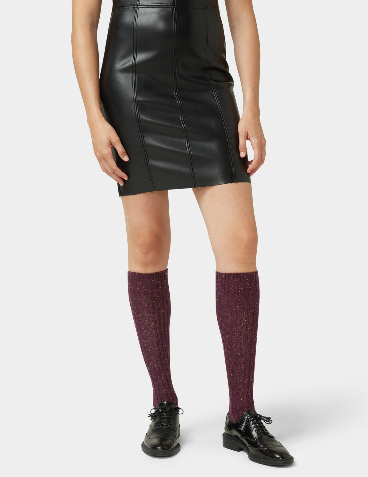 Hue Ribbed Tweed Knee Sock - Deep Burgundy