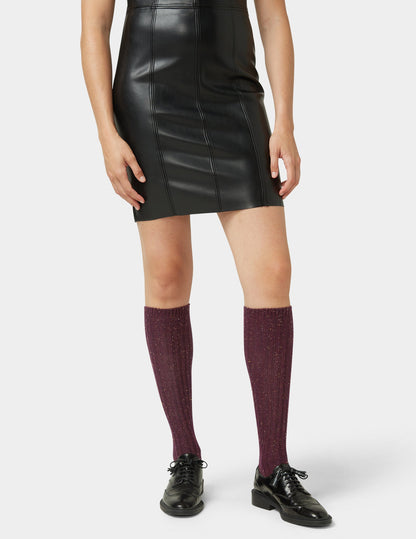 Hue Ribbed Tweed Knee Sock - Deep Burgundy