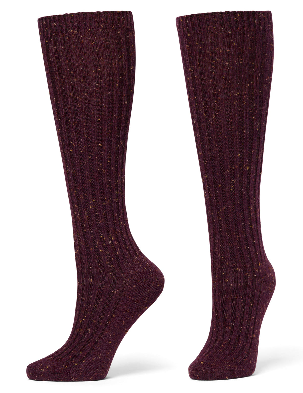 Hue Ribbed Tweed Knee Sock - Deep Burgundy