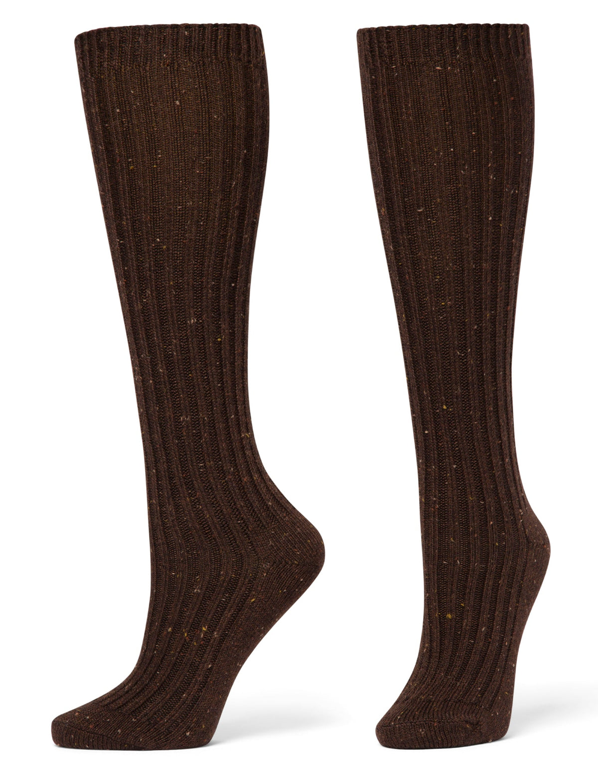 Hue Ribbed Tweed Knee Sock - Espresso