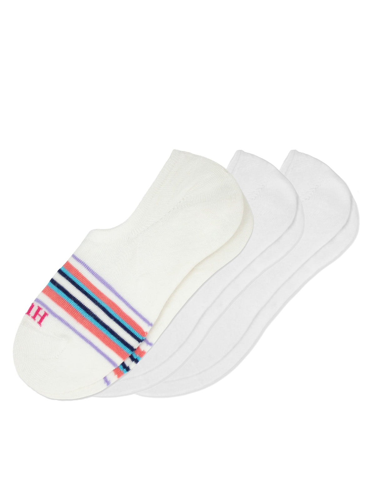 Hue The Perfect Sneaker Liner 3 Pair Pack - White Stripe