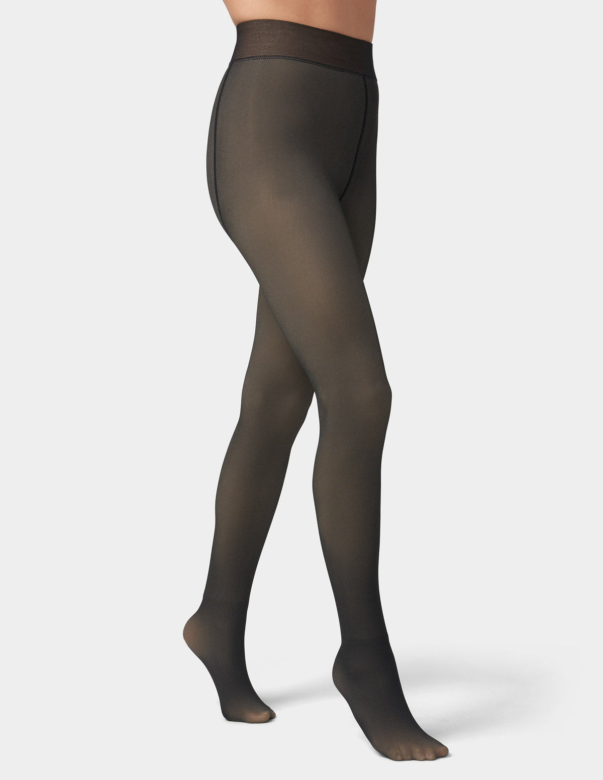 Hue Faux Sheer Fleece-Lined Tights - Black