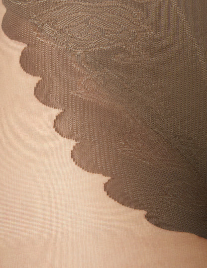 Hue French Lace Control Top Pantyhose - Cocoa