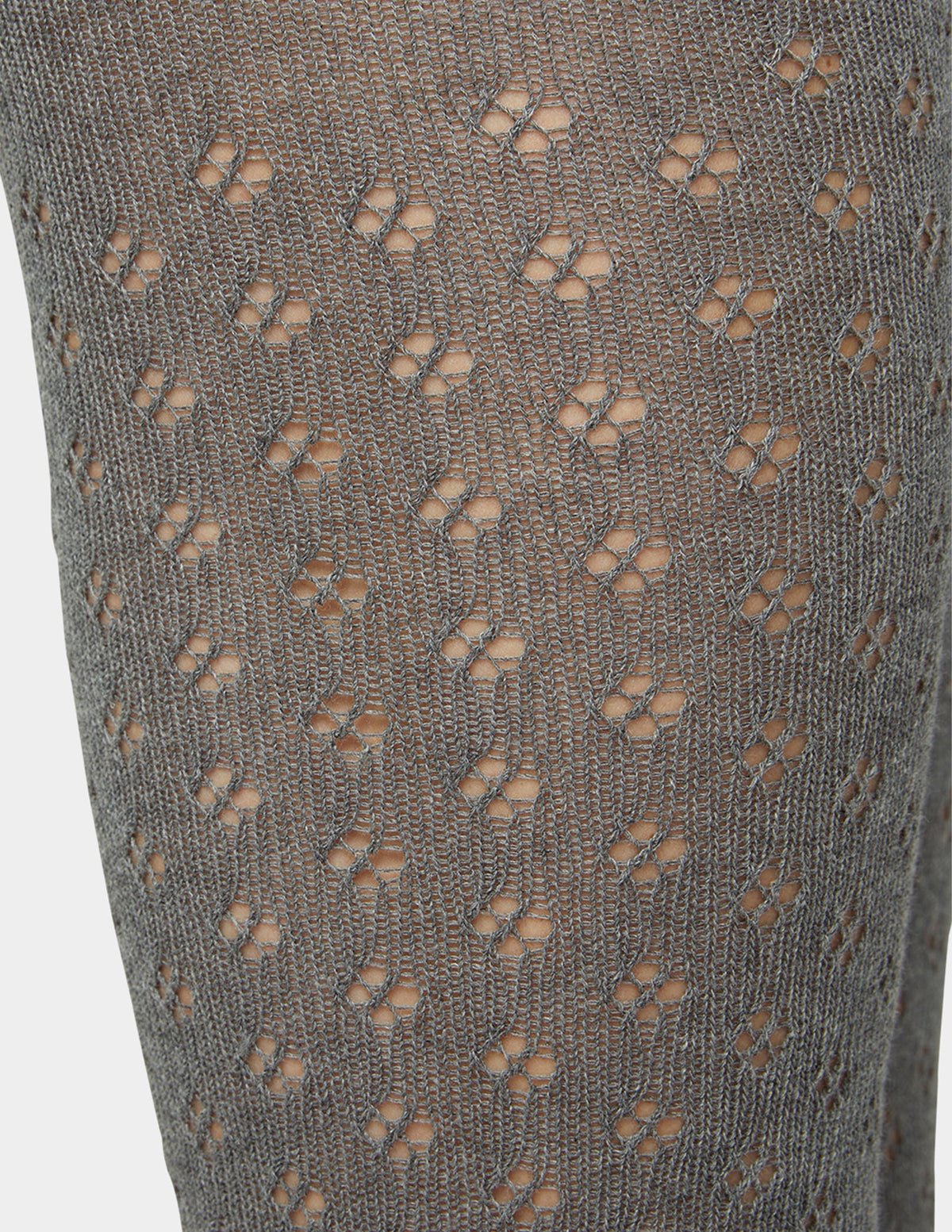 Hue Pointelle Diamond Sweater Tight - Charcoal Heather