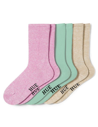 Hue Women's Must Have Crew 3 Pair Pack - Crocus