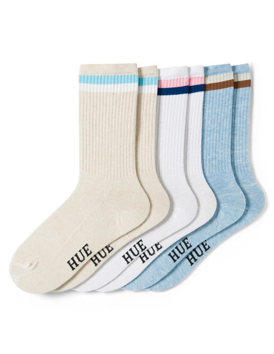 Hue Women's Must Have Crew 3 Pair Pack - Multi Stripe