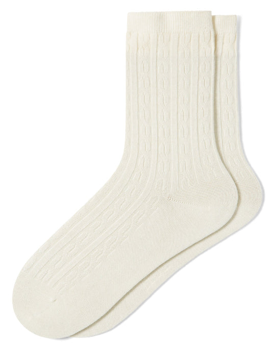 Hue Silk Blend Cable Crew - Ivory