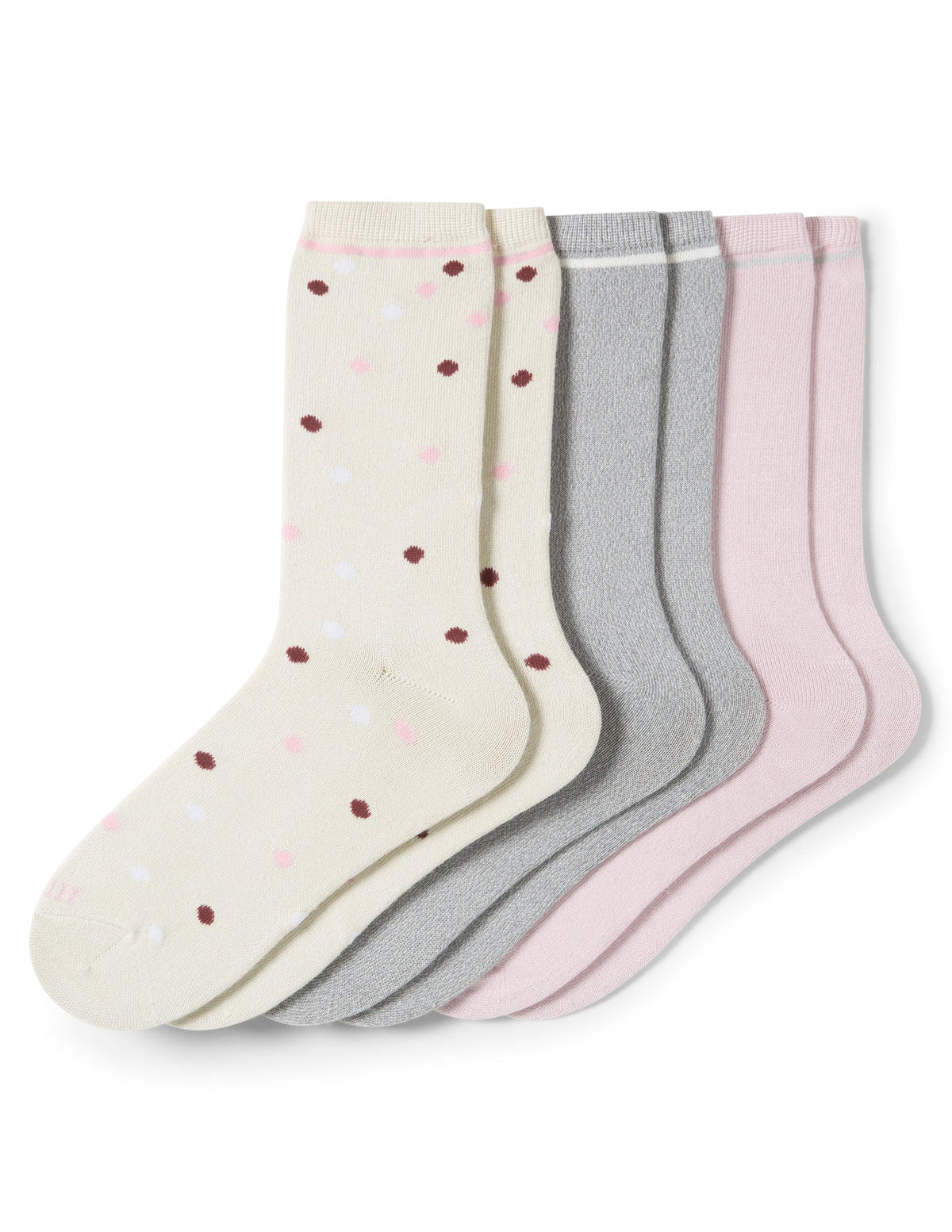 Hue Super Soft Crew Sock 3 Pair Pack - Pink Dot