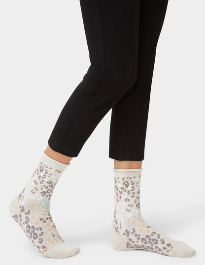 Hue Jeans Socks - Cream Animal