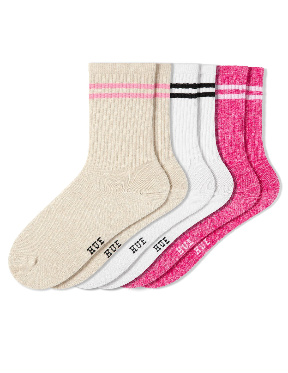 Hue Women's Must-Have Crew 3 Pair Pack - Stripe