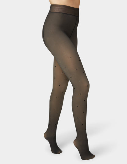 Hue Faux Sheer Polka Dot Tight - Black