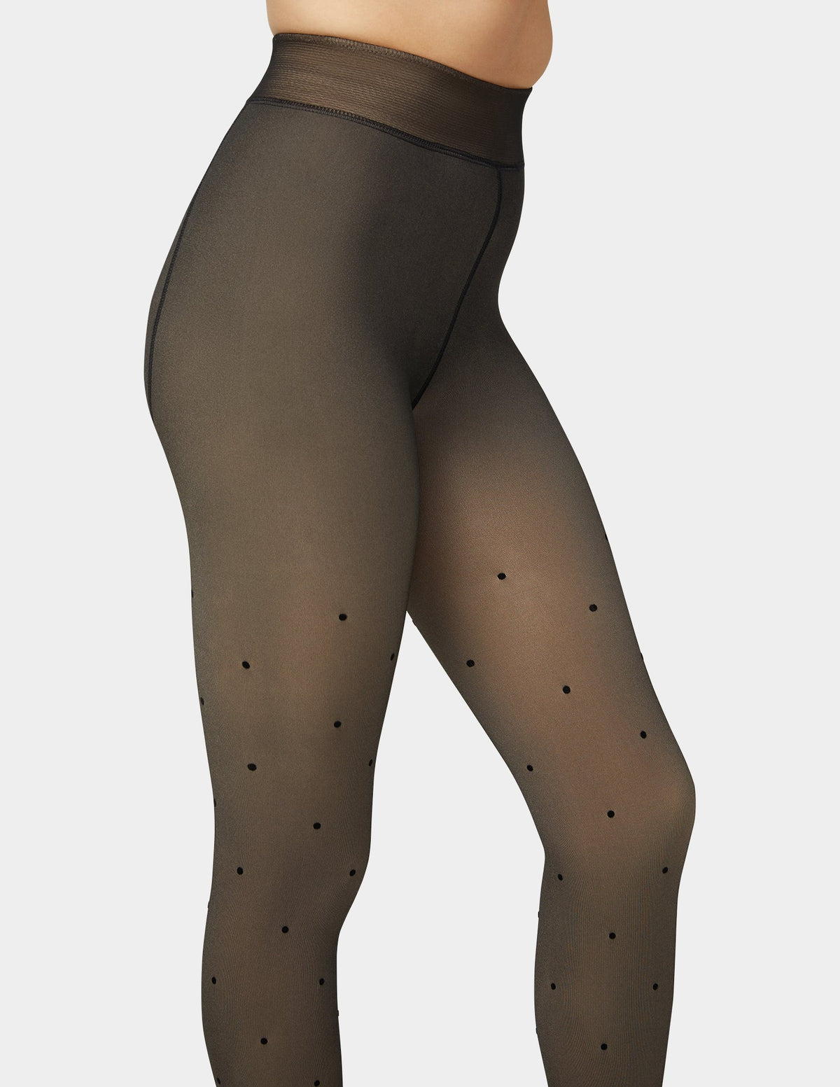 Hue Faux Sheer Polka Dot Tight - Black