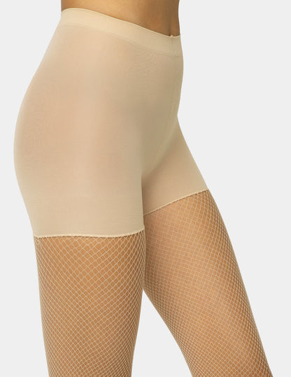 Hue Fishnet Control Top Sheer - Nude