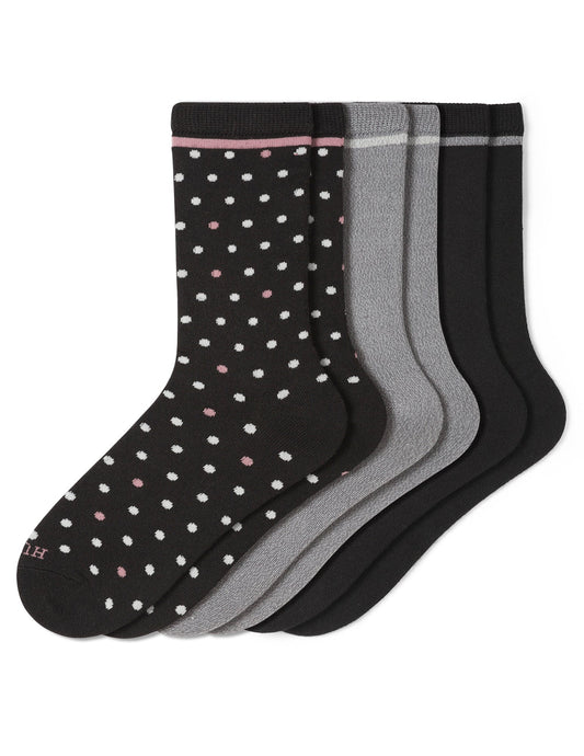 Hue Super Soft Crew Sock 3 Pair Pack - Black Dot