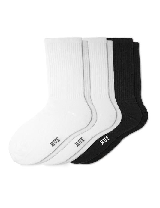 Hue Women's Must Have Crew 3 Pair Pack - White/Black